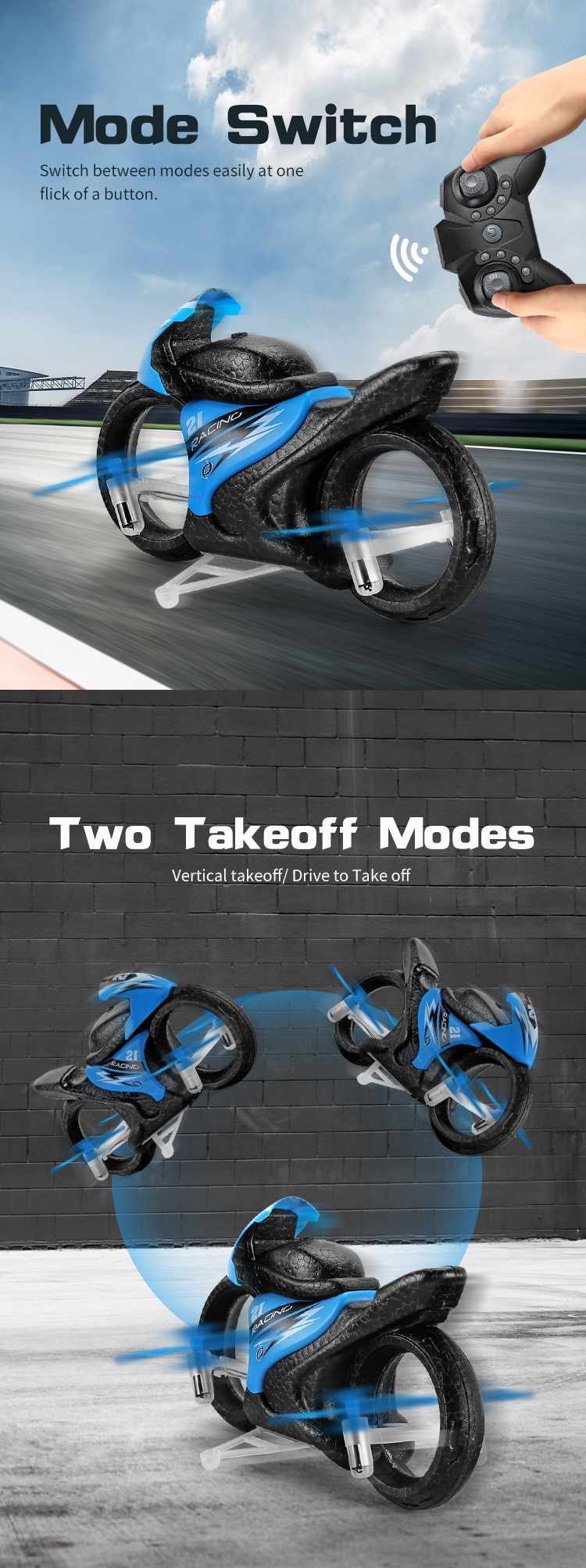 2 in 1 High Speed Motorcycle Toy with Remote Control